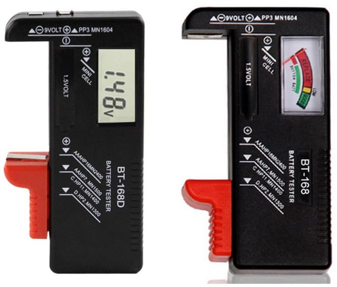 Set van 2 Digitale Batterijtesters: Voltage Checker & Power Level Meter voor AA, AAA, C, D, 9V en Knoopcellen