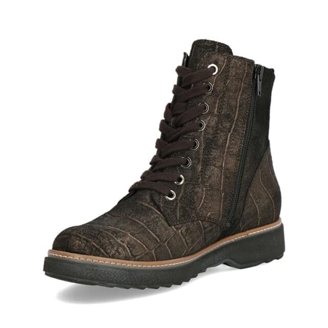 Waldlaufer Veterboot 683801 113 038 Zwart Brons Kroko Wijdte K