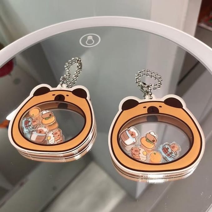 Porte-clés pendentif en acrylique en forme de Capybara, joli modèle de couple, idéal comme cadeau pour les amis gray