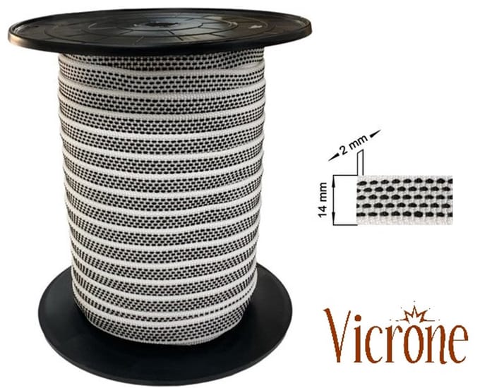 Vicrone® - Rolluikband - 50 meter - 14 mm - zwart wit - extra sterk