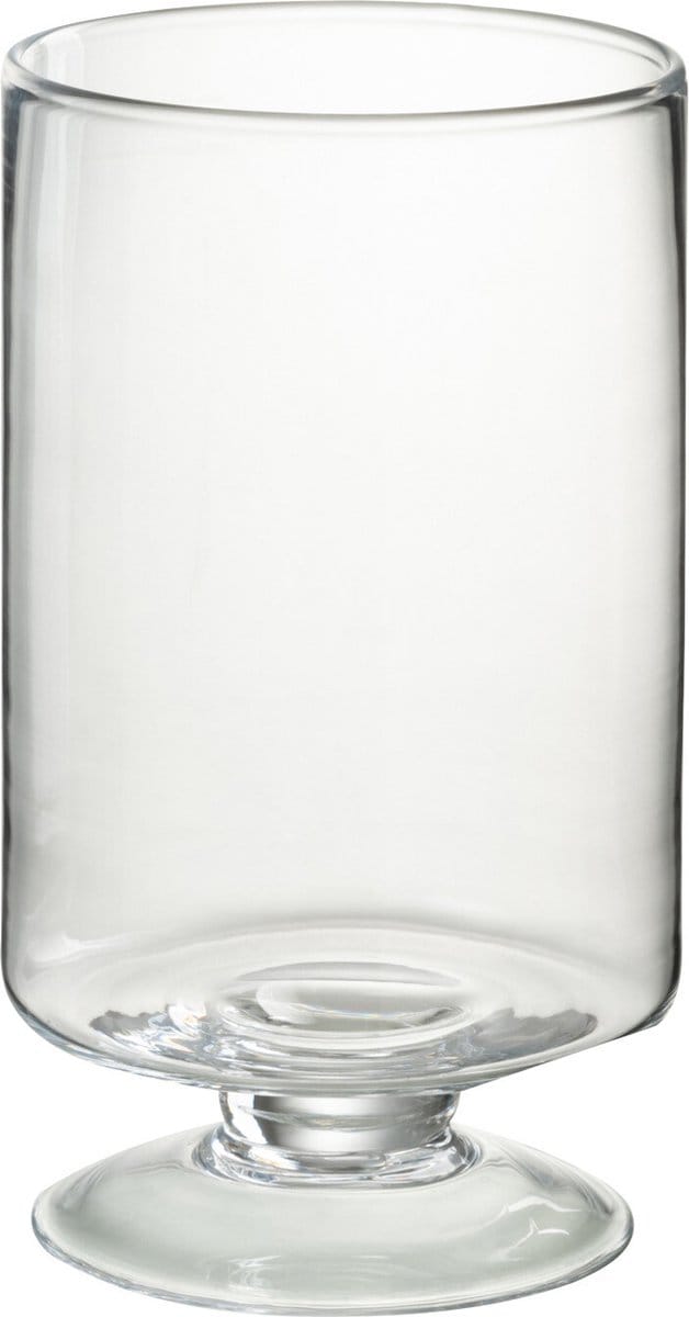 J-Line windlicht Op Voet Rond - glas - transparant - small - 2 stuks