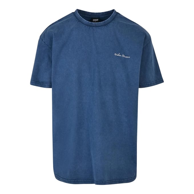 Urban Classics - Oversized Small Embroidery Heren Tshirt - XXL - Blauw