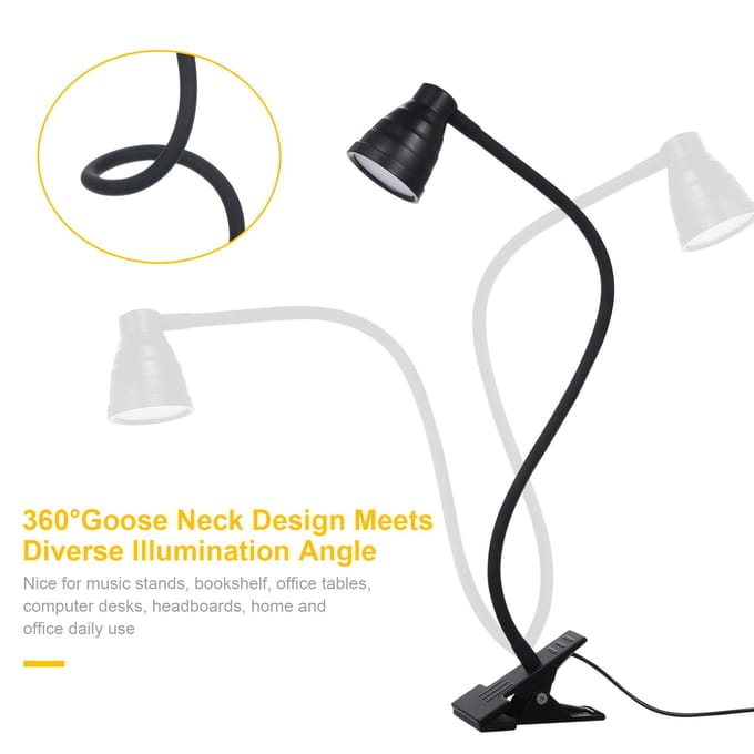 Tomshine 5W 24LEDs tafel bureaulamp lezen naast lichtklem CLip verlichtingsarmatuur USB-aangedreven wit