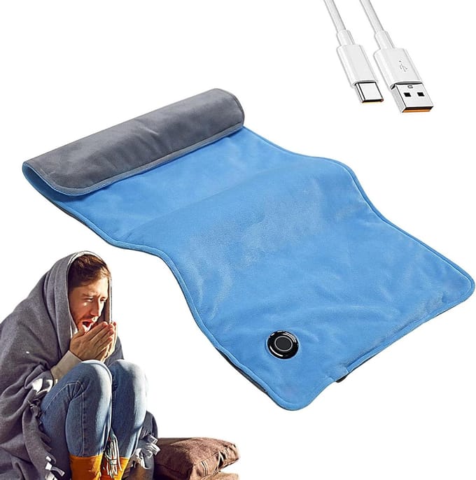 Verwarmde deken - Wikkeldeken USB - Warmte thuis - 3 warmtestanden - 30x60 cm - Grijs