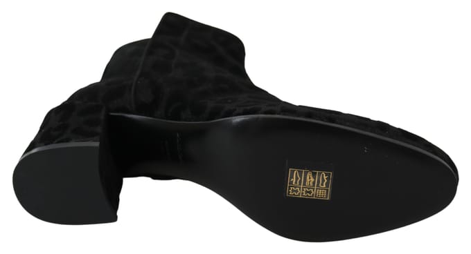 Dolce & Gabbana Dames Zwart Luipaard Korte Laarzen Rits Schoenen