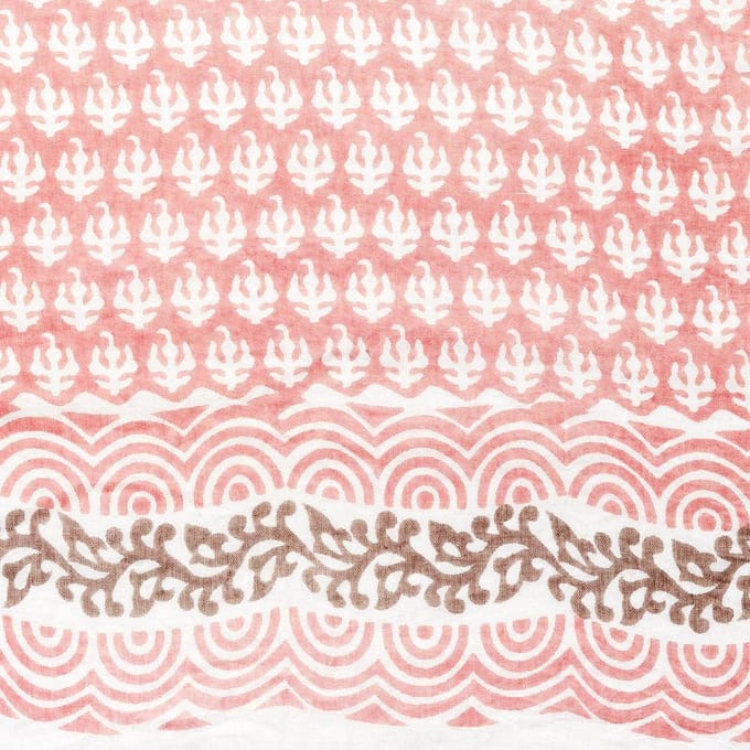Roze sjaal dames - Multi print - 100% Katoen - Perzik