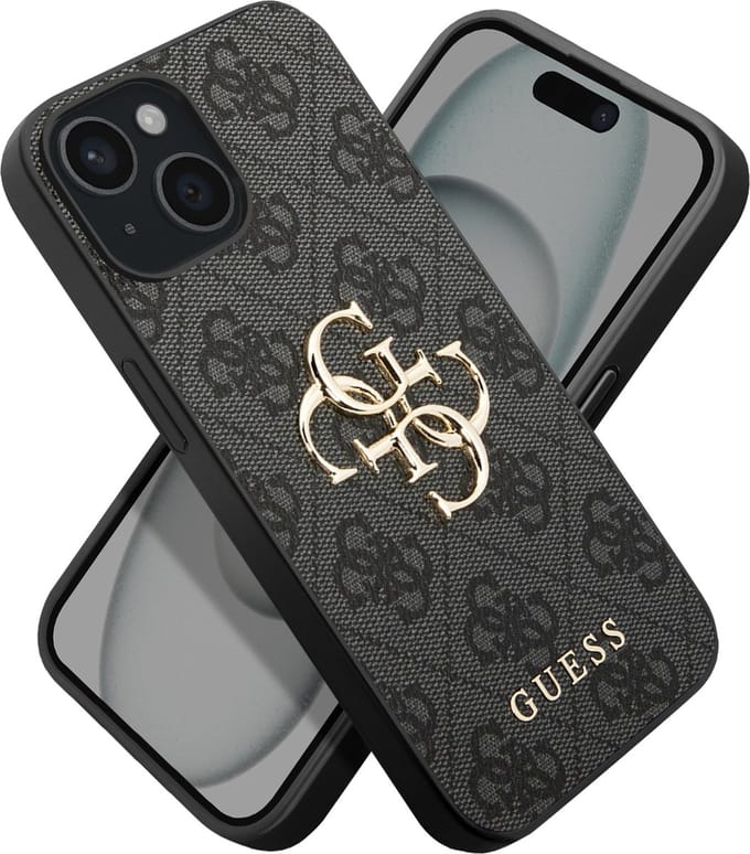 Guess 4G Metal Logo Back Case - Geschikt voor Apple iPhone 15 Plus (6.7") - Grijs