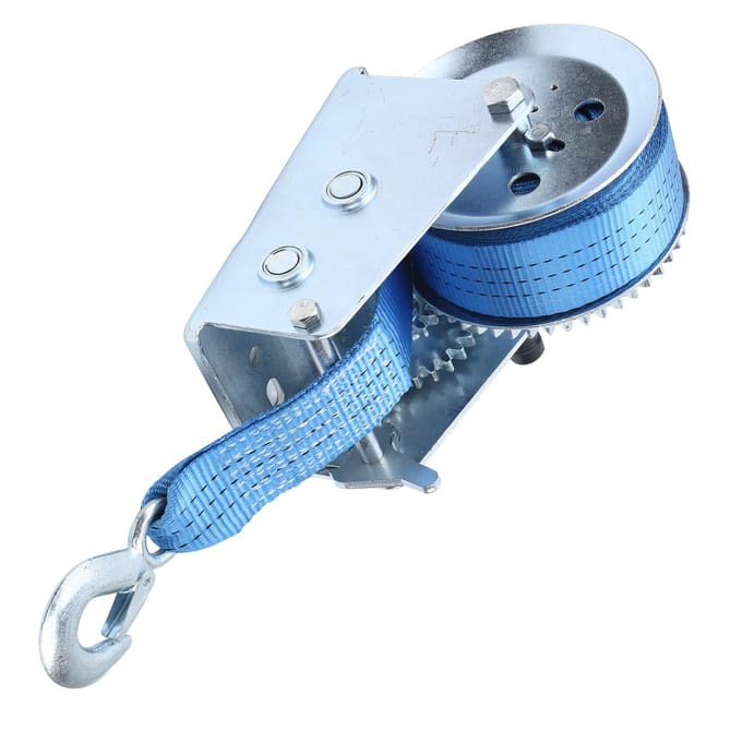 3200LBS Webbing Handcranking Winch Trailer Capstan Accessory for Yacht Boat Ship gray
