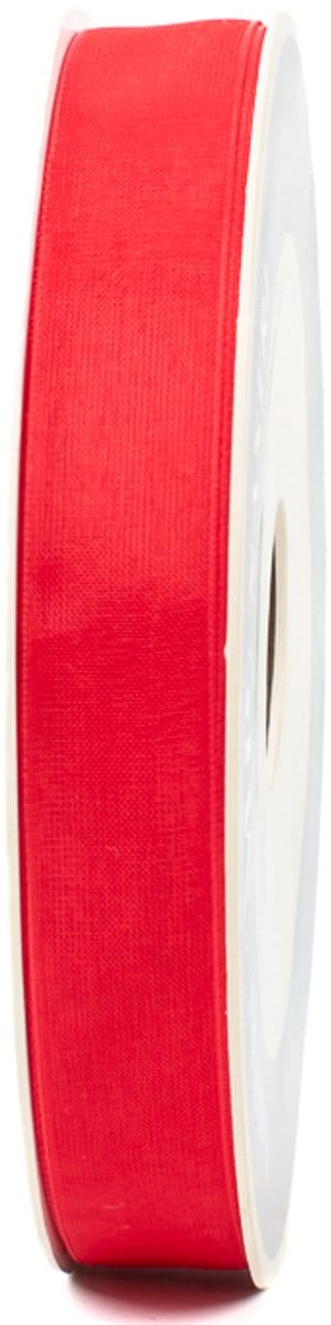 Organza Lint - 15 mm - Rood - Transparant decoratielint - 50 meter
