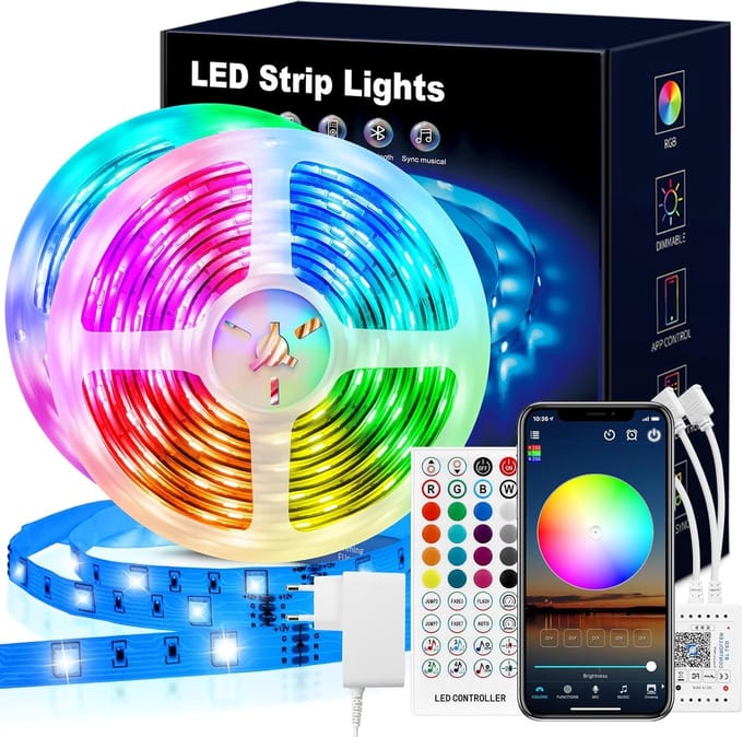 Ledstrip Set - Lichtketting Kamer - Sfeer Creëren - Bluetooth App Bediening - 20 Meter - Meerkleurig