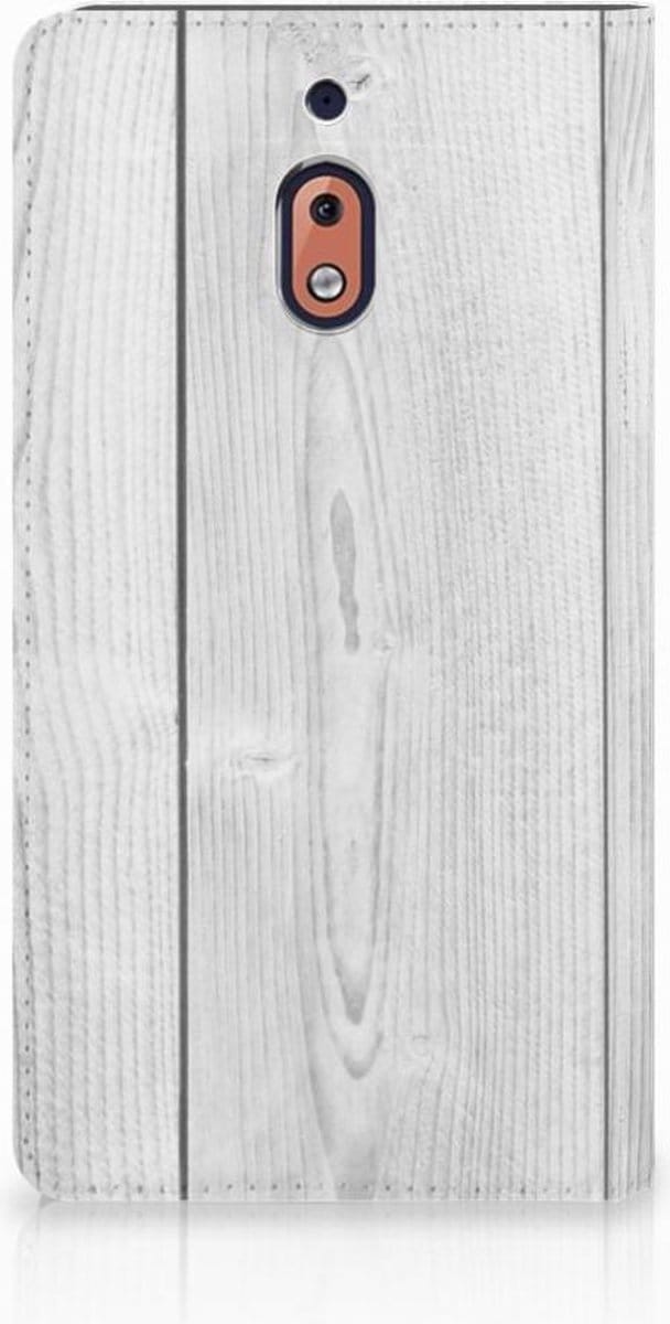 Nokia 2.1 2018 Book Wallet Case White Wood