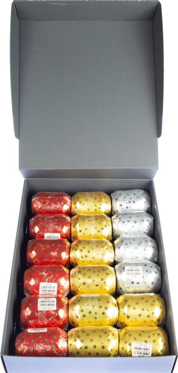 Kangaro lint - 18 bolletjes - kerst - assorti glimmend