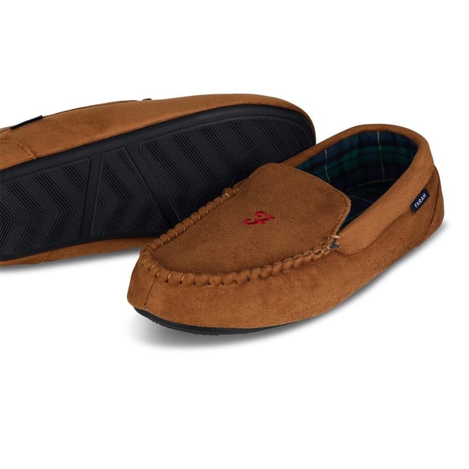 Farah Heren Nicken Moccasin Slippers (Tan)