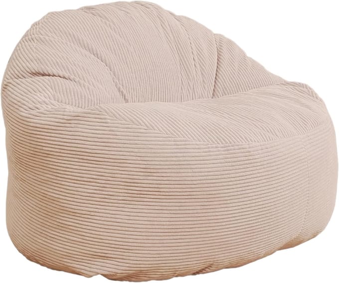 Zitzak Stoel - Zitbank - Ontspanning Thuis - Geribbelde Corduroy Stof - 100 cm - Gebroken Wit