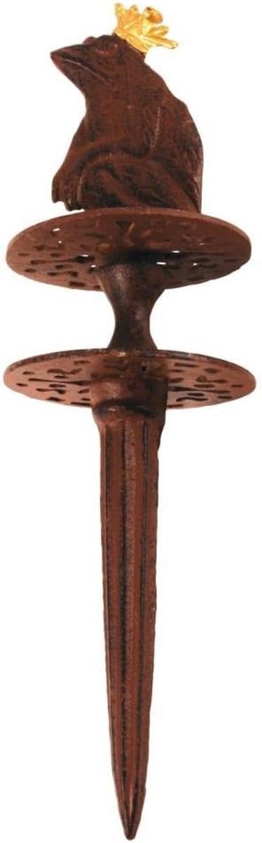Antieke Tuinslanggeleider met Kikker Motief - 13.5 inch Hoog