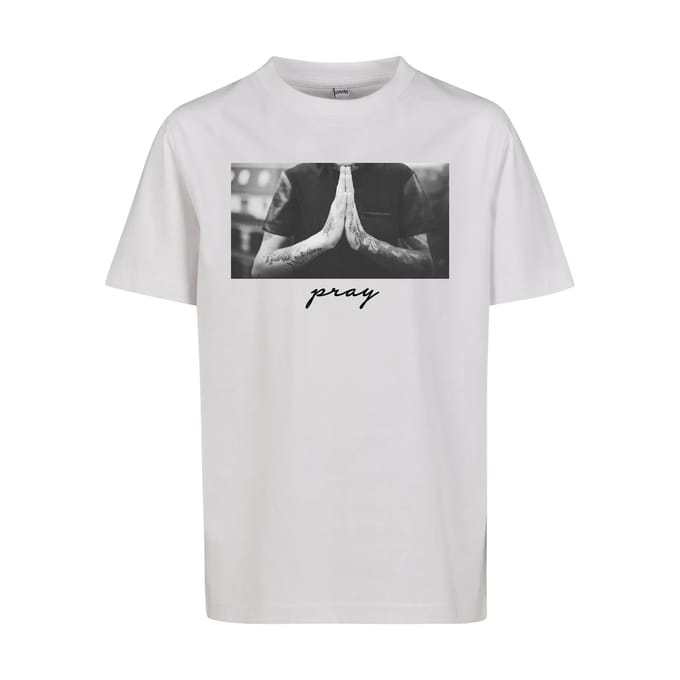 Mister Tee - Pray Kinder T-shirt - Kids 146/152 - Wit