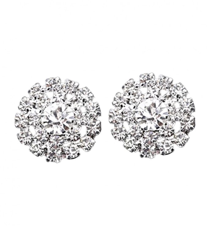 Clip Oorbellen - Lauren- 2 cm strass zilverkleur