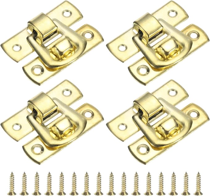 Pack of 10 Snap Clasp，Decorative Box Retro Buckle Metal Snap Fastener Screws for Jewellery Case Cassette Gold