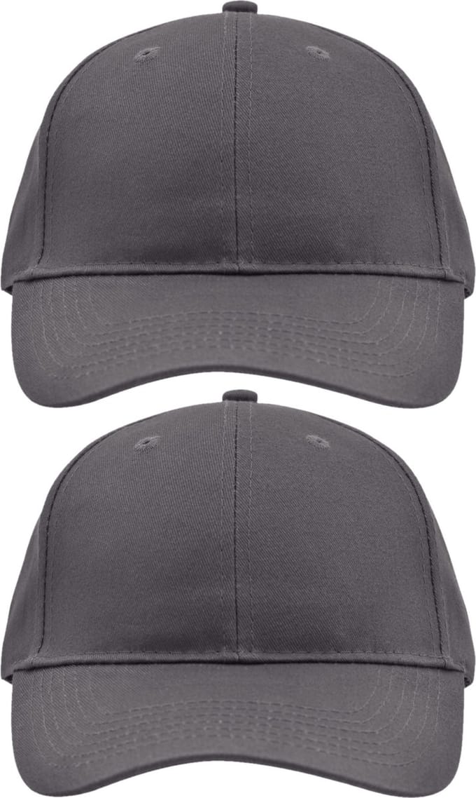 10x stuks 6-panel baseball caps antraciet grijs
