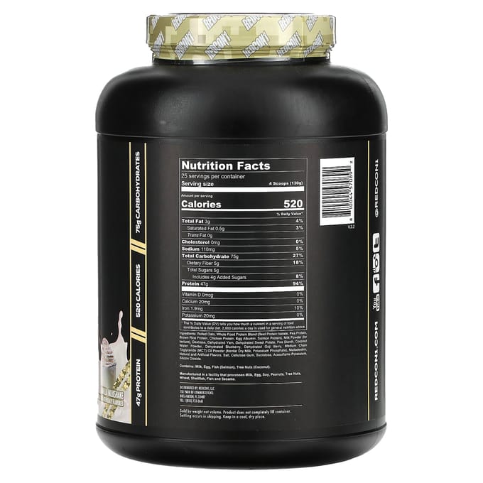 Redcon1, MRE, Volwaardige Eiwitten, Vanille Milkshake, 7,16 lb (3250 g)