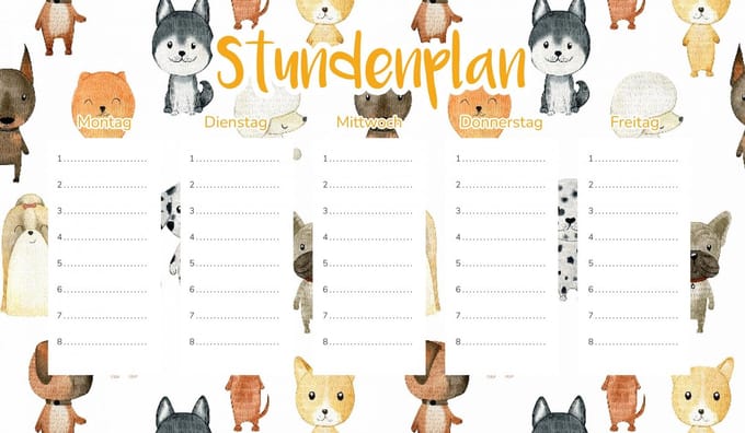 Wallvy - Magnetisch Lesplan - Akwarelowe Honden - 45x26cm - Droog uitwisbaar