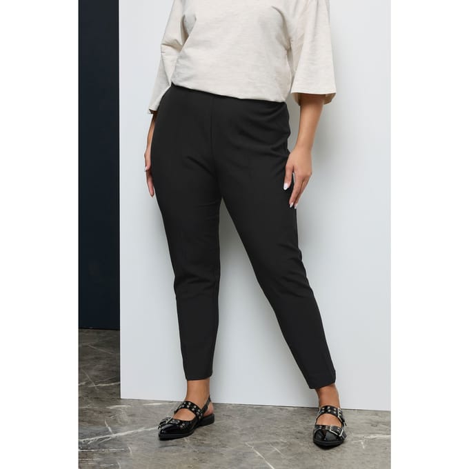 Yours Smaltoelopende Broek Met Elastische Tailleband In Zwartsize Short > 48