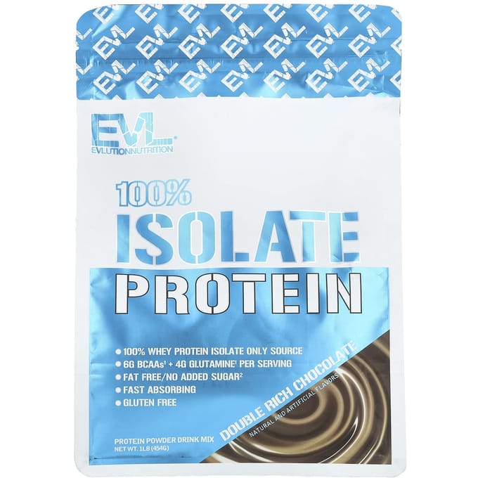 EVLution Nutrition, 100% Protéine Isolée, Double Chocolat Riche, 1 lb (454 g)