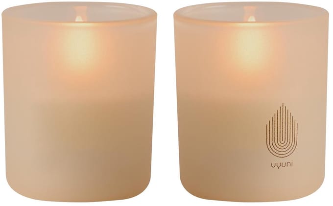Uyuni Led kaars in glas - 2 stuks - 6 cm x7 cm - Beige