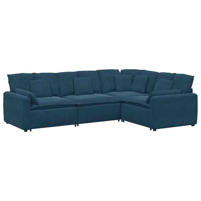 vidaXL - Modulaire - bank - met - kussens - fluweel - blauw
