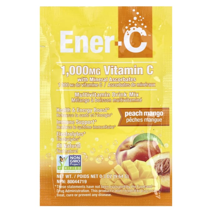 Bruisende Multivitamine Drankmix, Perzik Mango, 30 Zakjes, 0,3 oz (9,64 g) Elk