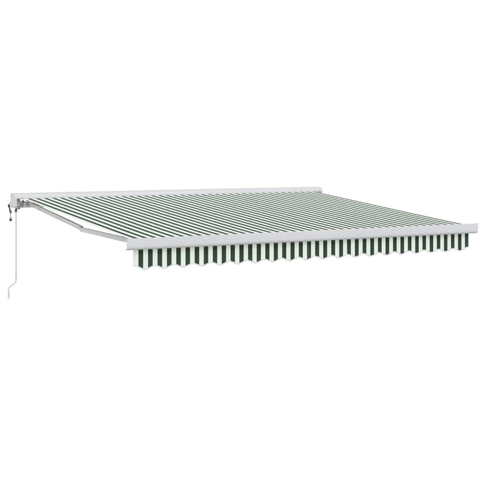 vidaXL - Uitschuifbare - luifel - Groen - en - Wit - 400 - × - 300 - cm - Stof - en - Metaal