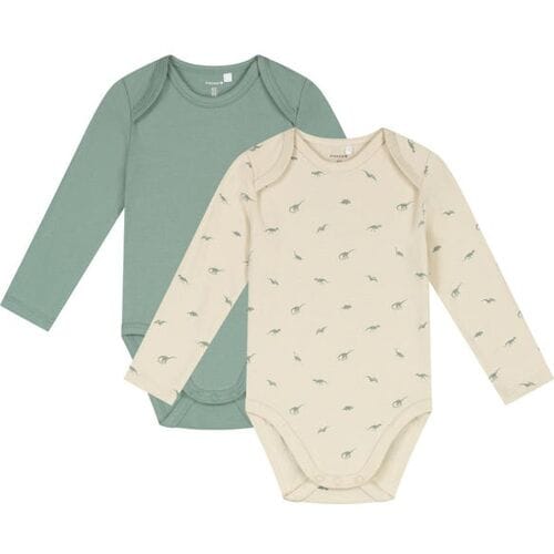Prénatal romper kleine dino 2 stuks Dark Ecru 62/68 unisex