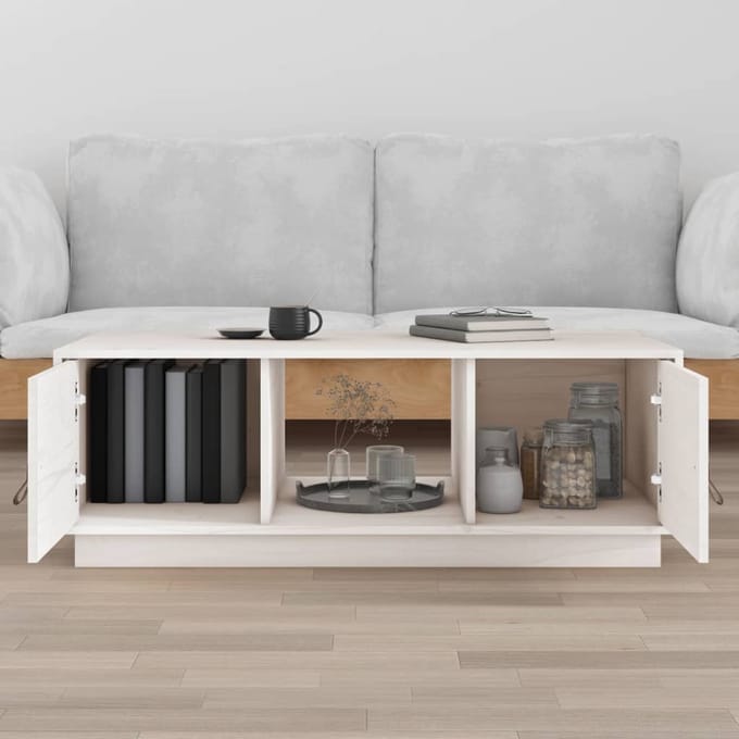 vidaXL - Salontafel - 100x50x35 - cm - massief - grenenhout - wit