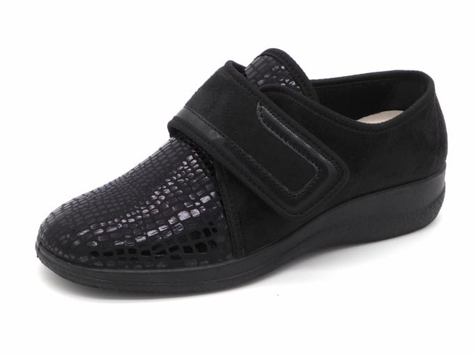 Fischer Dames Stretch Pantoffel - 18411-222 Zwart - Maat 38