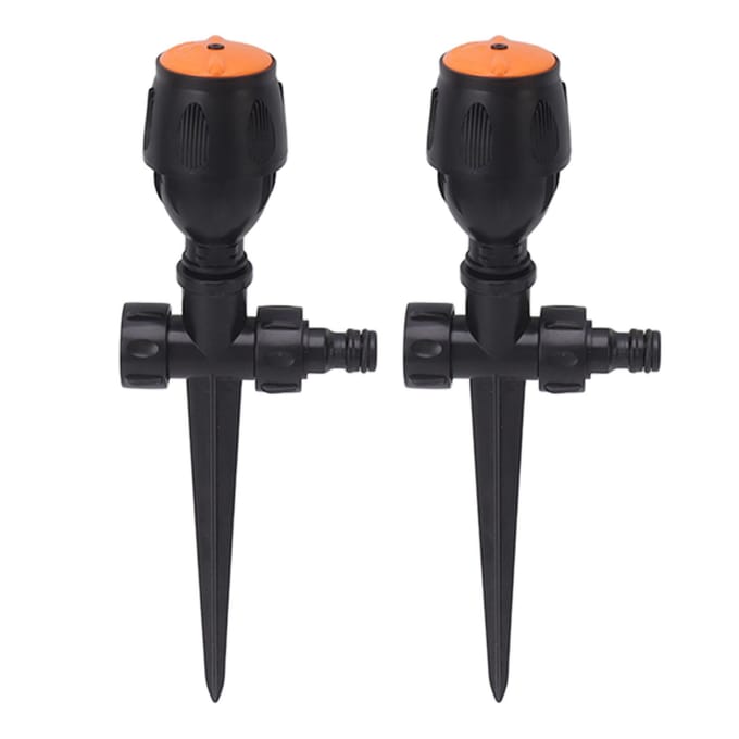 2 stuks Tuinsproeiers Plastic 360 Graden Roterende Irrigatiesproeier Grote Oppervlakte Dekking black