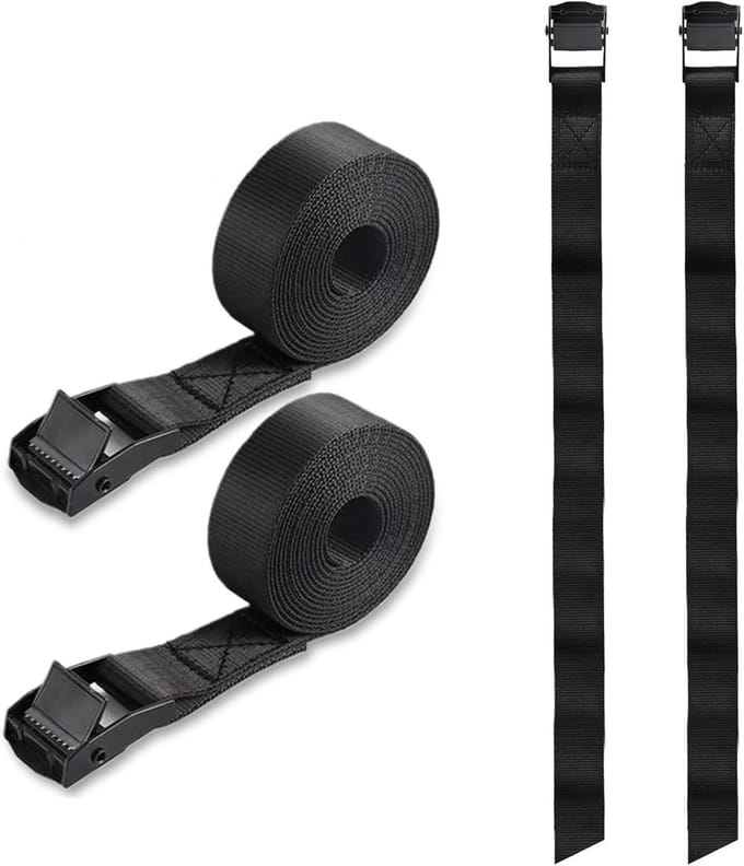 Spanbanden Set - Lashing Straps - Vastzetten van lading - Zinklegering sluiting - 4 stuks - Zwart