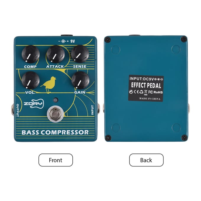 ZORY Compressor Bass Effector Pedaal voor Elektrische Basgitaar Basversterker Pedaal True Bypass DC 9V groen