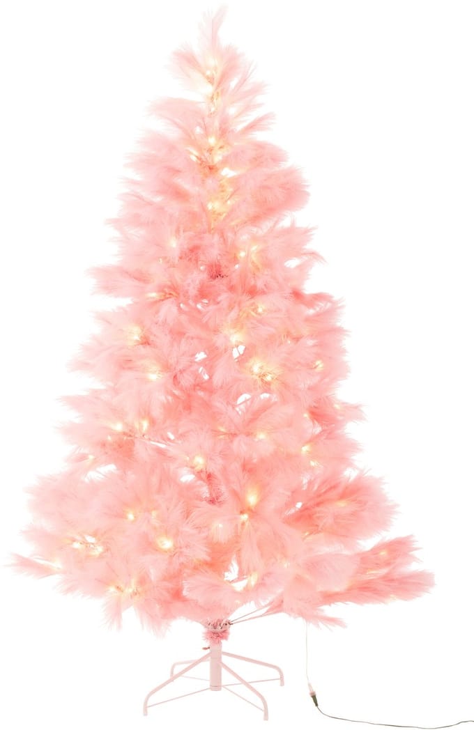 J-Line kerstboom 400 Led Pampa - metaal - roze