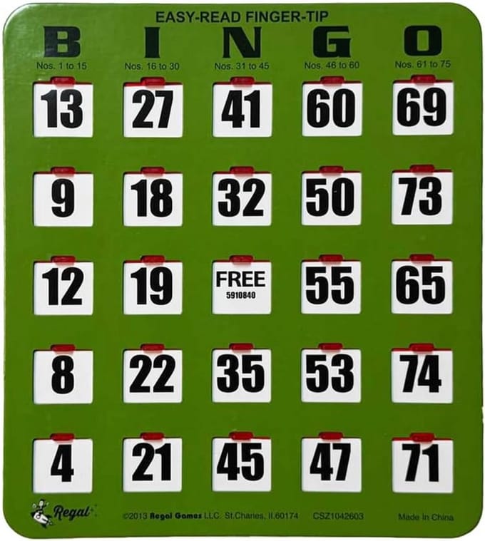 Grote Print Bingo Kaarten met Schuifbare Markering - Makkelijk Lezen voor Slechtzienden