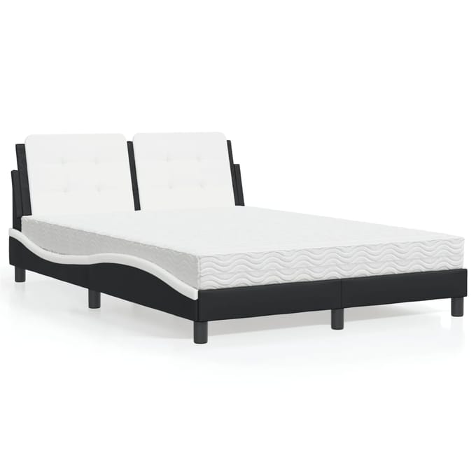 vidaXL - Bed - met - matras - Zadar - kunstleer - zwart - en - wit - 140x190 - cm