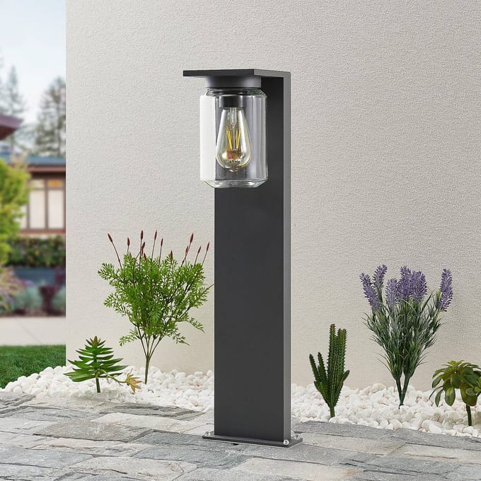 Lucande-tuinpadverlichting Semka, 65 cm, antraciet, glas, aluminium