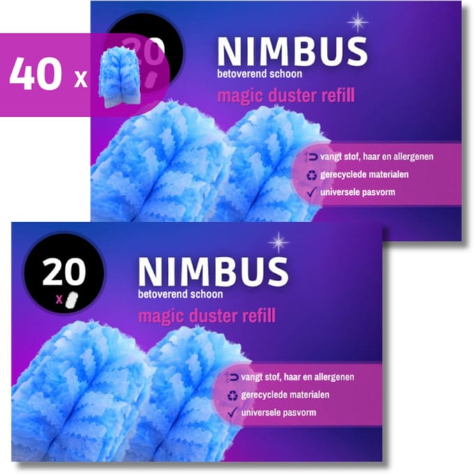 NIMBUS Magic Duster Refill - Plumeau - 40 Navullingen (2x20) - Geschikt voor Swiffer Handvat