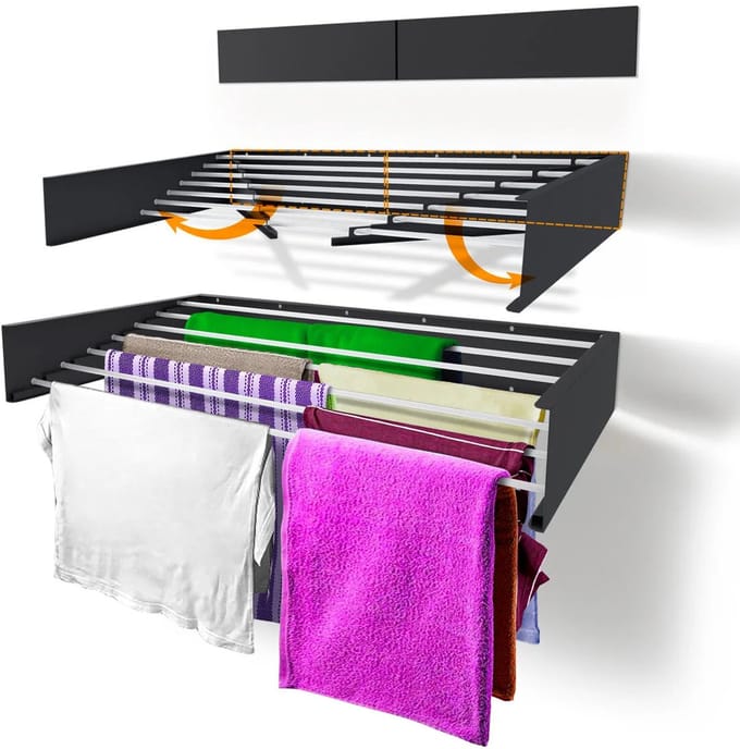 120 cm - Wandmontage - Industrieel Grijs - 4 m Drooglengte