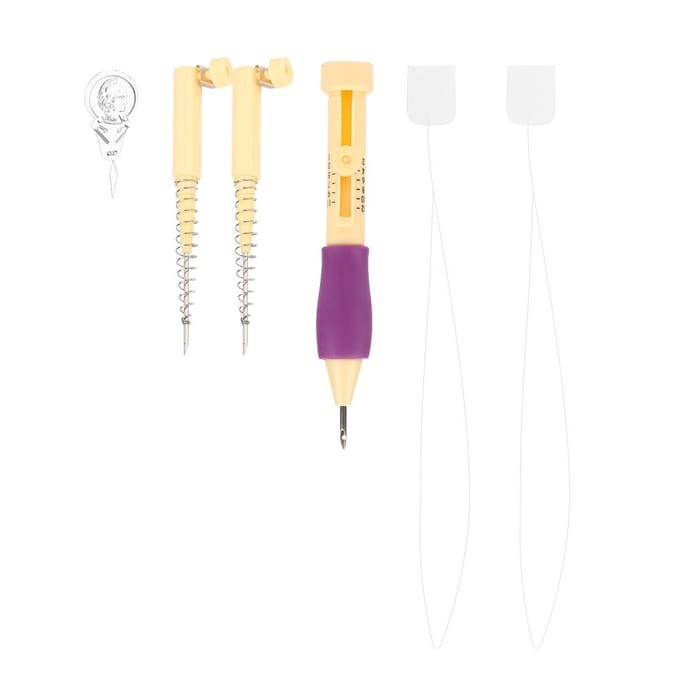 Stylo à aiguilles pour feutrage à broder avec 2 aiguilles à ressort pour loisirs créatifs white