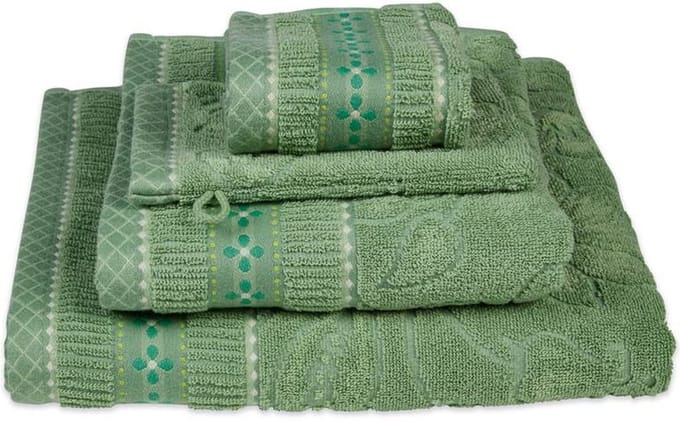 Pip Studio Jasmin Jacquard Handdoek - 55x100 cm - Set van 3 - Groen
