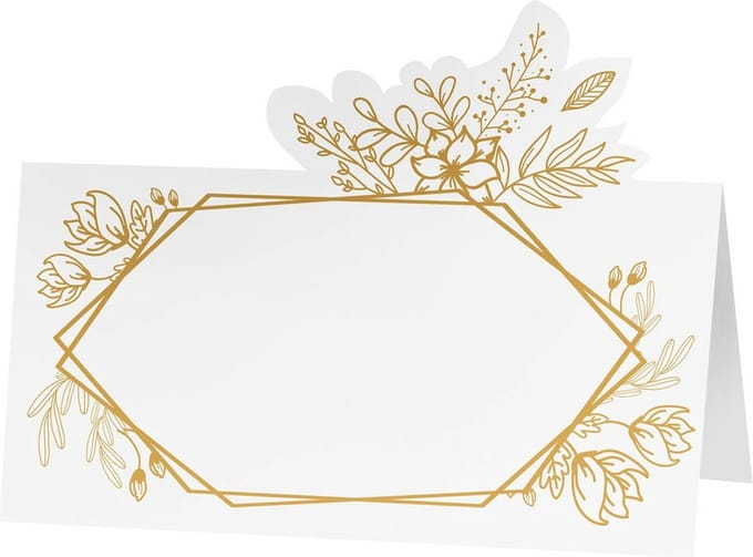 Chaks Naamkaartjes/plaatskaartjes - 6x - Bruiloft/verjaardag - wit/goud - 8 x 6 cm
