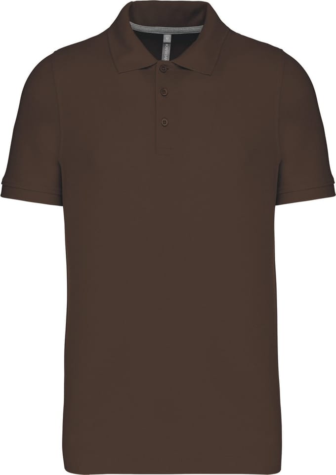 Herenpolo korte mouwen met knopen merk Kariban Chocolate - S