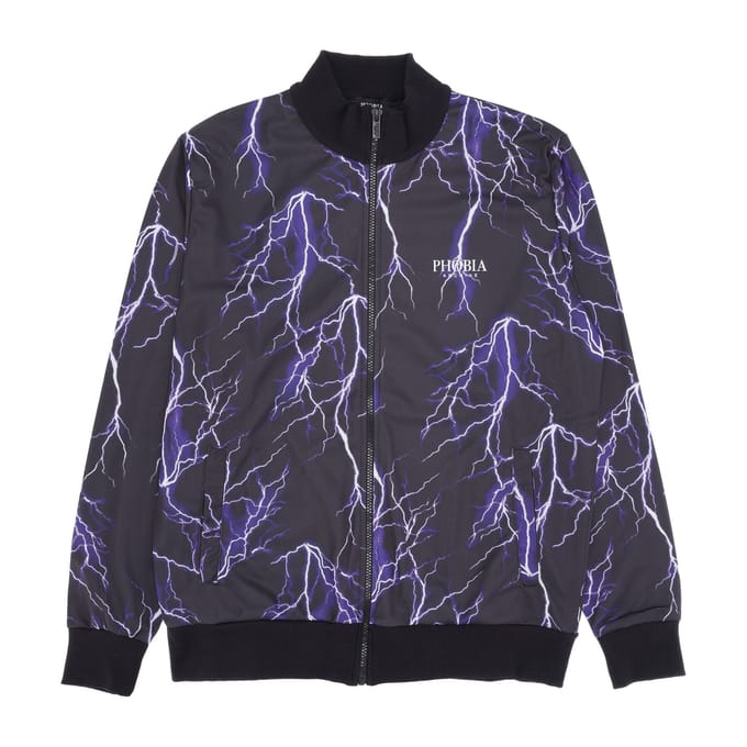 Trainingsjack voor heren All-over Lightning-sweatshirt Zwart/paars