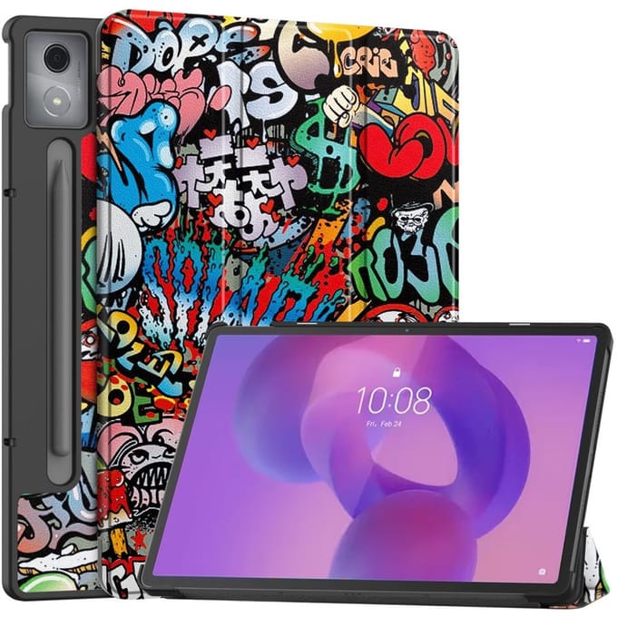 Coverup Tablethoes geschikt voor Lenovo Idea Tab Pro Hoesje - Tri-Fold Book Case met Wake/Sleep - Graffiti