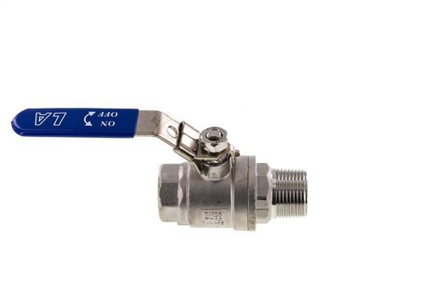 Buiten x Binnendraad R/Rp 1 inch PN 63 2-Weg RVS Kogelkraan - BL2SH-M-63-MF-100